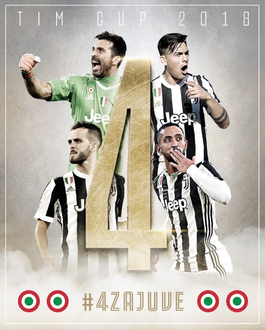 La Juventus ha battuto 4-0 il Milan nella finale di Coppa Italia: vignetta divertente e tabellino
