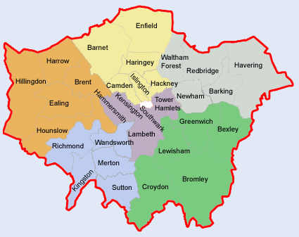 Map of London Political Regional