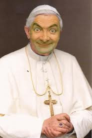 Mr. Bean dressed up as the Pope