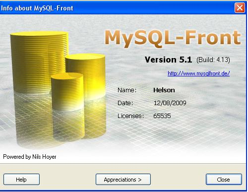 Mysql front 3,2 3,2 build 6.14 serial key or number