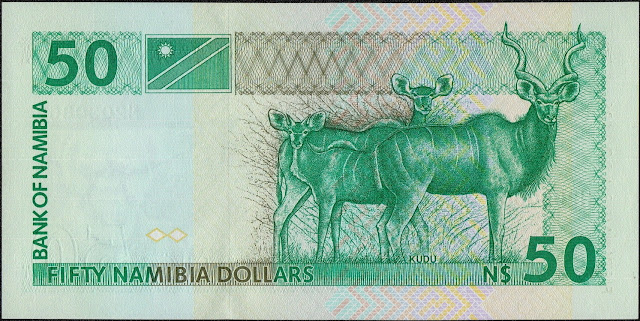 Namibia Money 50 Dollars banknote 1993 antelope