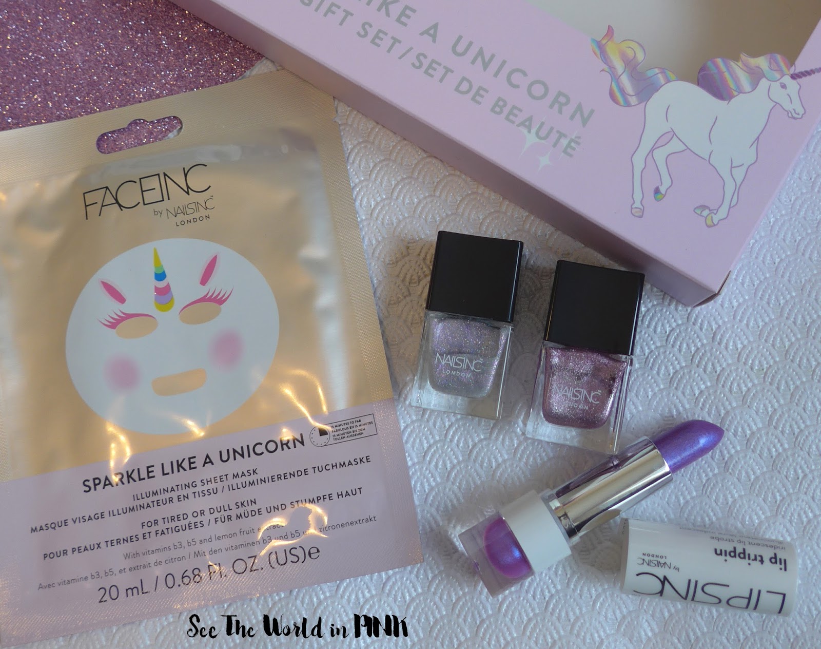 Manicure Tuesday Bonus Post - Nails Inc. Sparkle Like A Unicorn Set (Nail Polish Swatches, Lipstick Swatches and a Mask Review!)