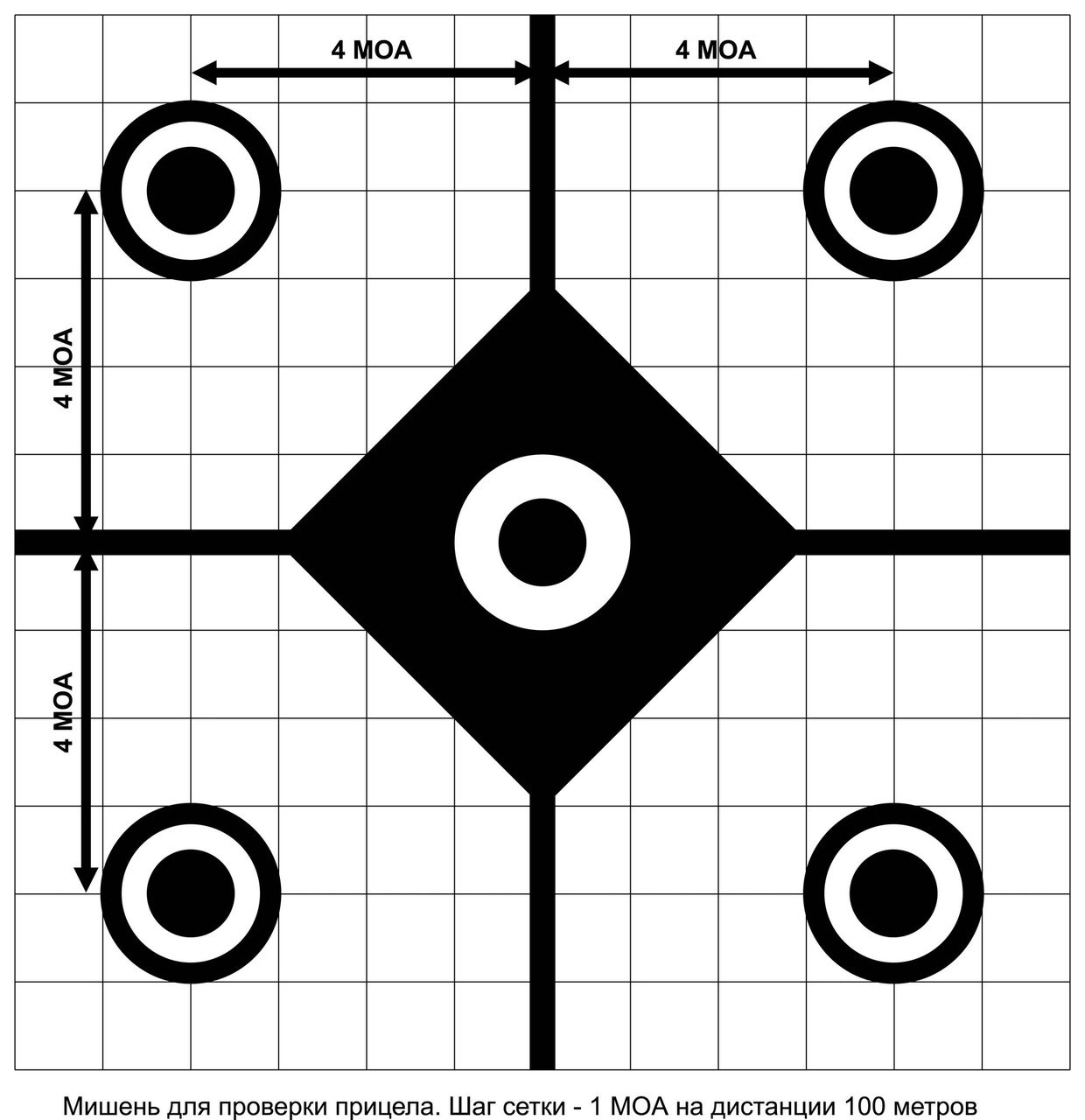 Распечатай и Стреляй!: Пристрелочная мишень 1+4. Sighting target.