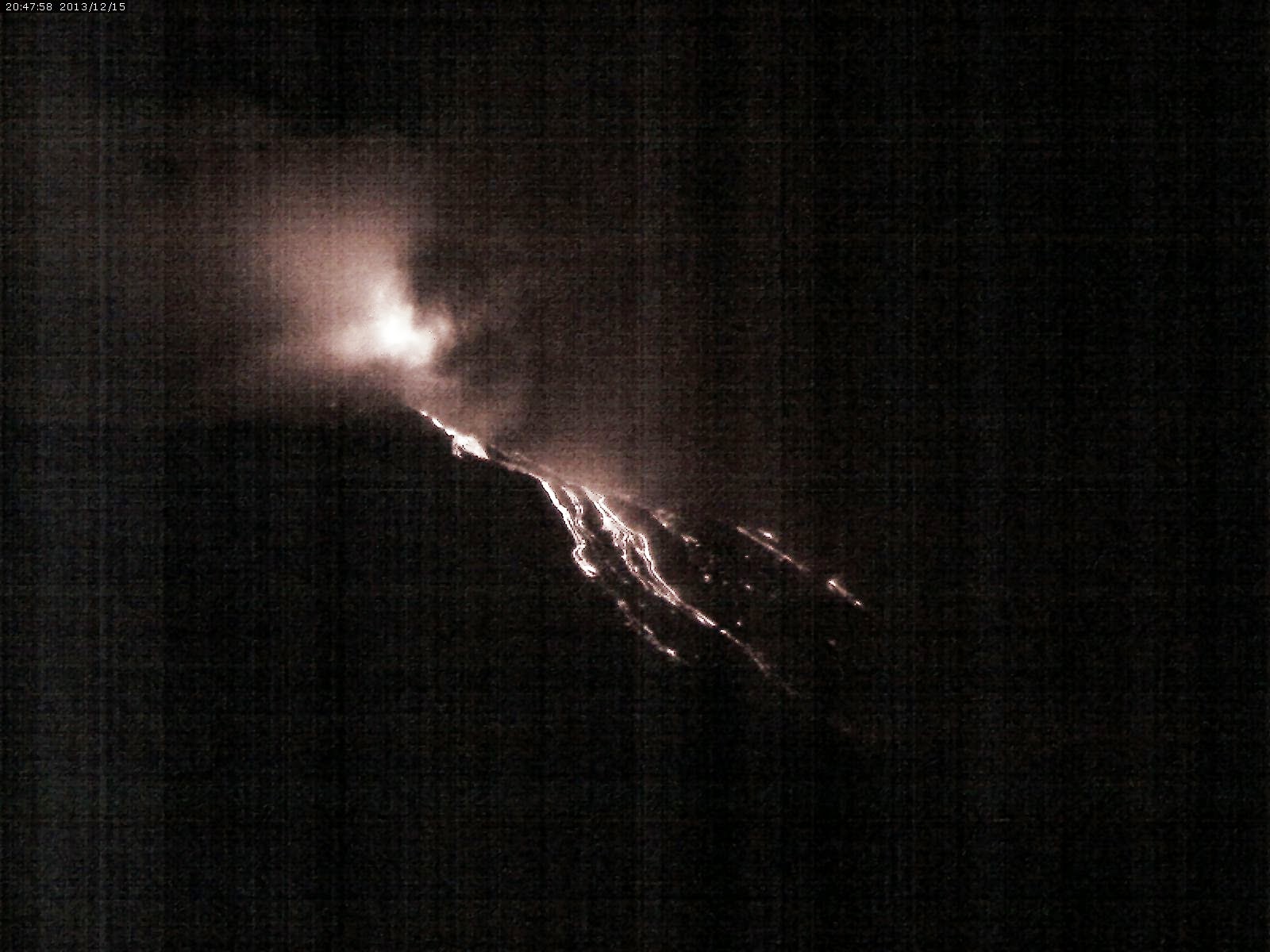 Les coulées de lave du volcan Etna, 15 décembre 2013