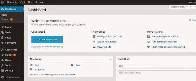 wordpress dashboard website menggunakan wordpress