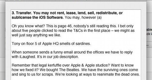 page 46 of the ios 7 terms and conditions funny bits