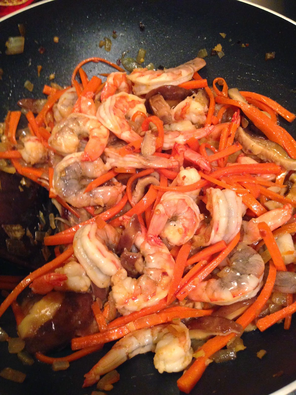 The Swedish Chef Noodles with Shrimp and Shiitake Mushrooms, Singapore Style