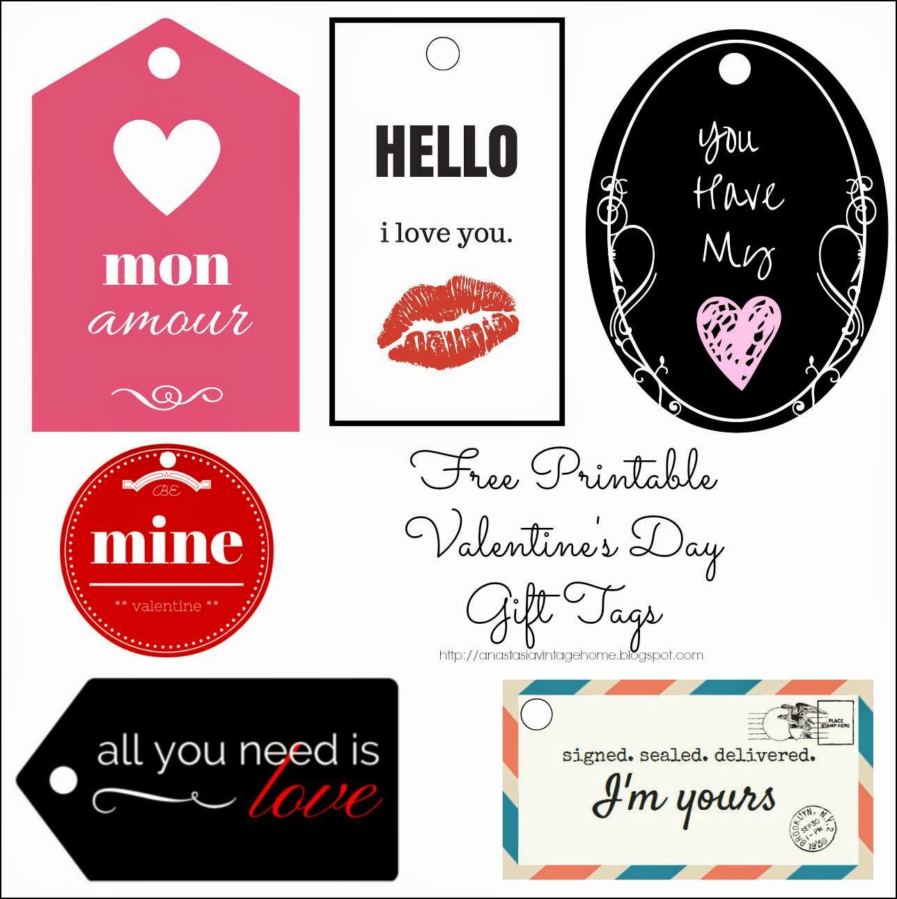 Free Valentine's Gift Tags, Printables, Pink, Red, Circle, Black Post Office