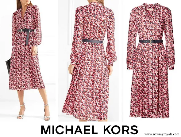 Kate Middleton wore MICHAEL Michael Kors Belted floral print crepe midi dress