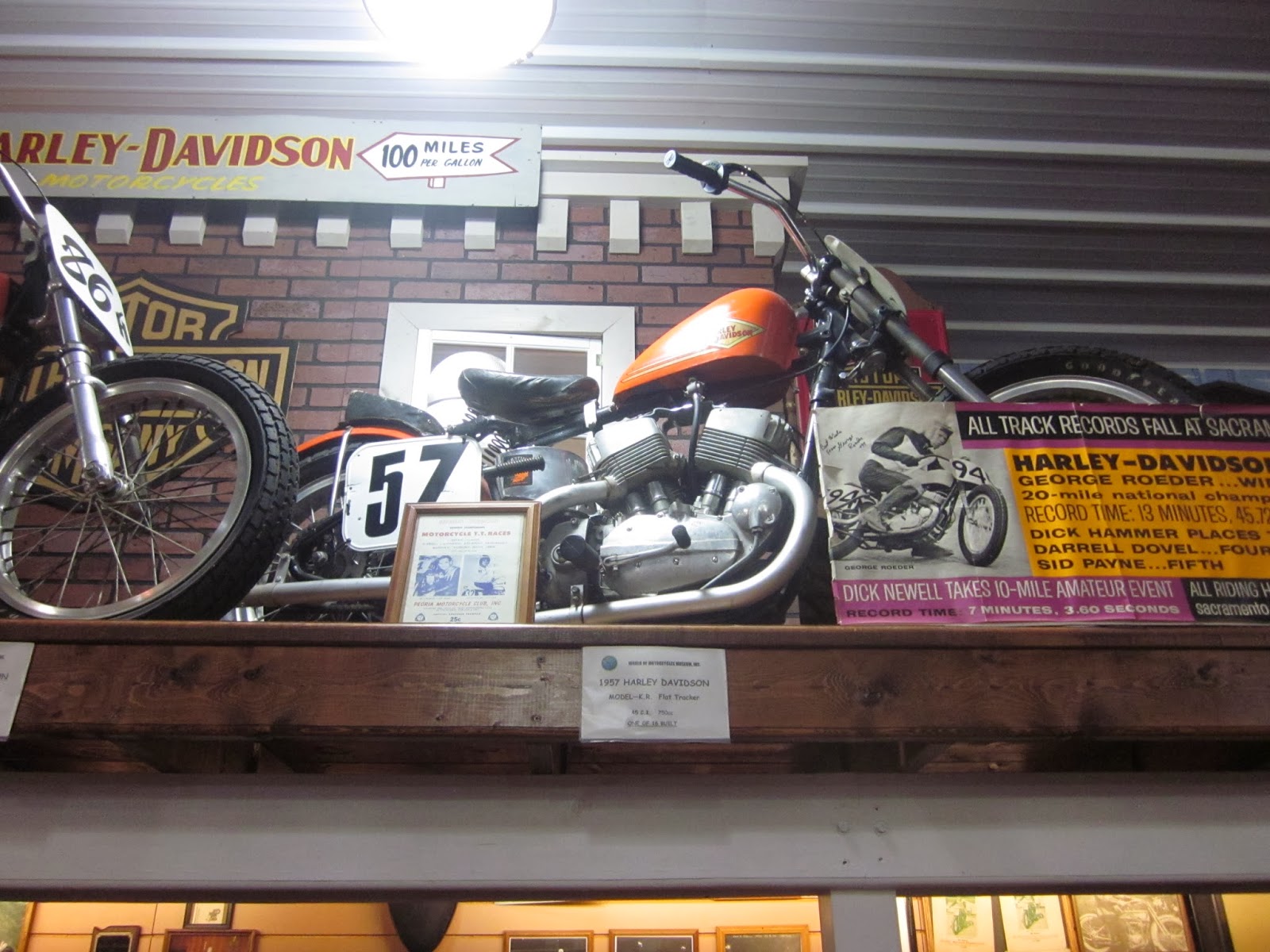 OldMotoDude 1957 Harley Davidson KR Flat Tracker on display at the