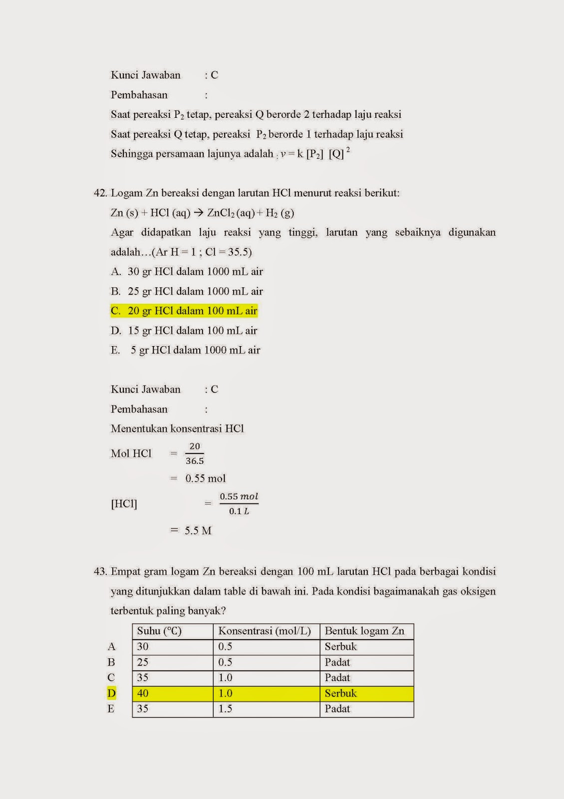 Soal Laju Reaksi dan Pembahasannya Kimiazainal