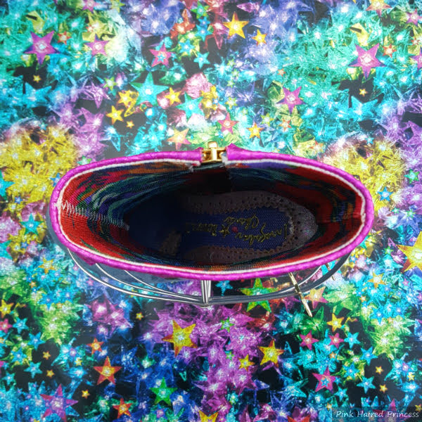 Irregular Choice Luxovious ring detail around boot birdseye view of boot with silver rings sitting out from shaft