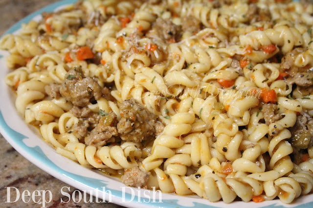Sweet Sausage Ragu - Ragù Di Carne An easy and flavorful skillet ragu made with sweet or hot Italian sausage, a mirepoix of veggies in a light broth and tomato base with pasta.
