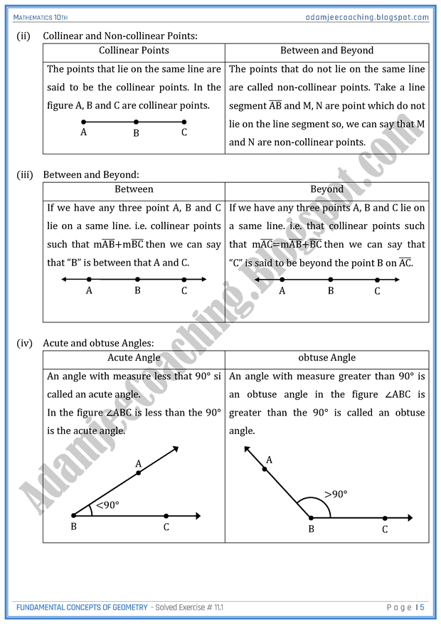 Adamjee Coaching: Fundamental Concepts of Geometry - Exercise 11.1 ...