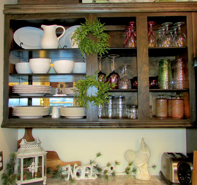 Stylish Kitchen Cabinets decorated for the Holidays
