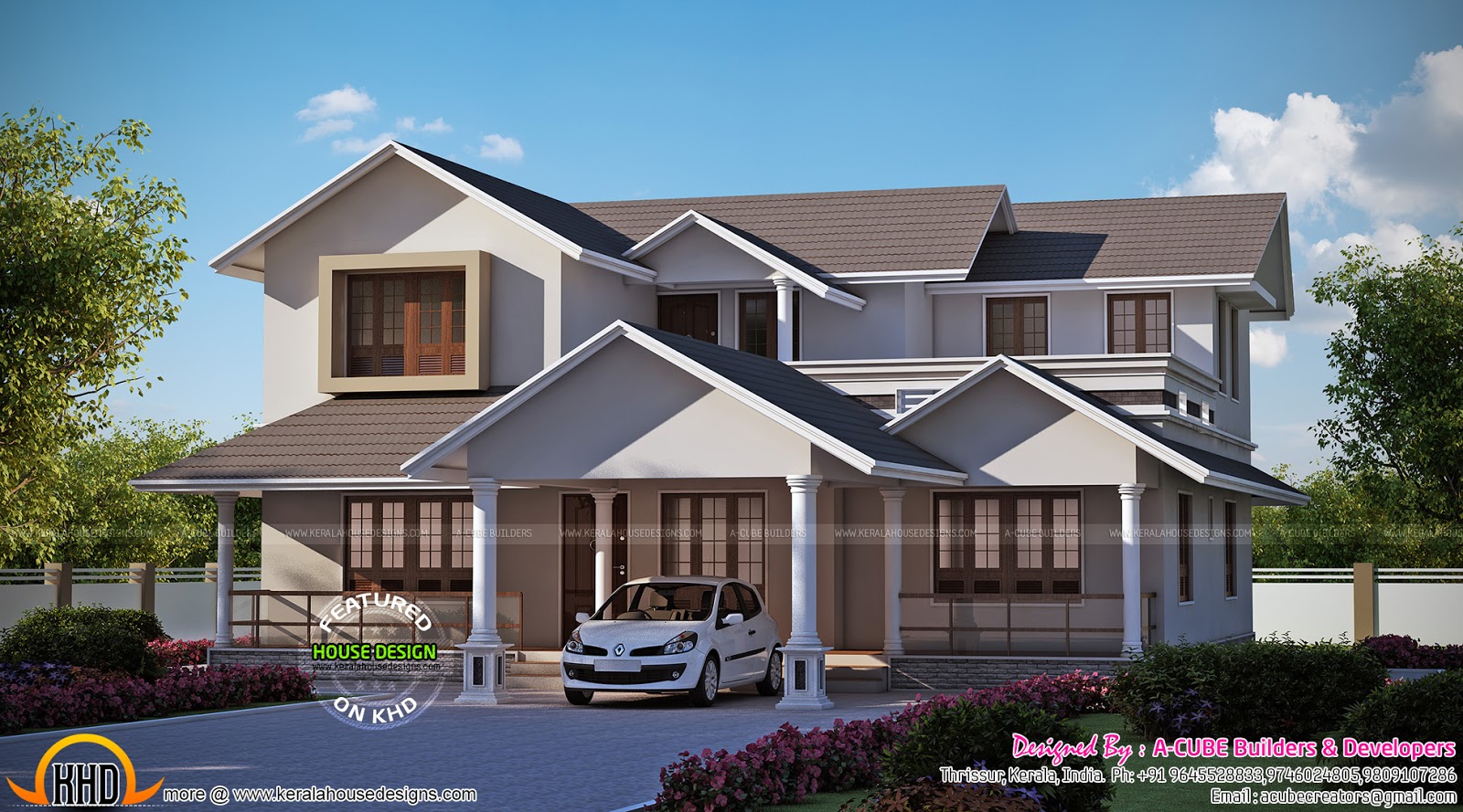 2752 sqft, 5 bedroom house in 2 colours Kerala Home Design and Floor
