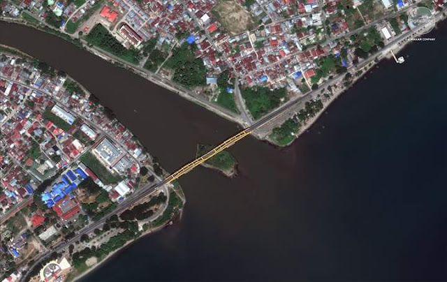 Foto Penampakan Satelit Jembatan Kuning Palu Sebelum Gempa Tsunami 2018 