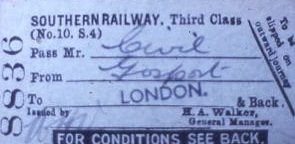 SR ticket Gosport – London 1937