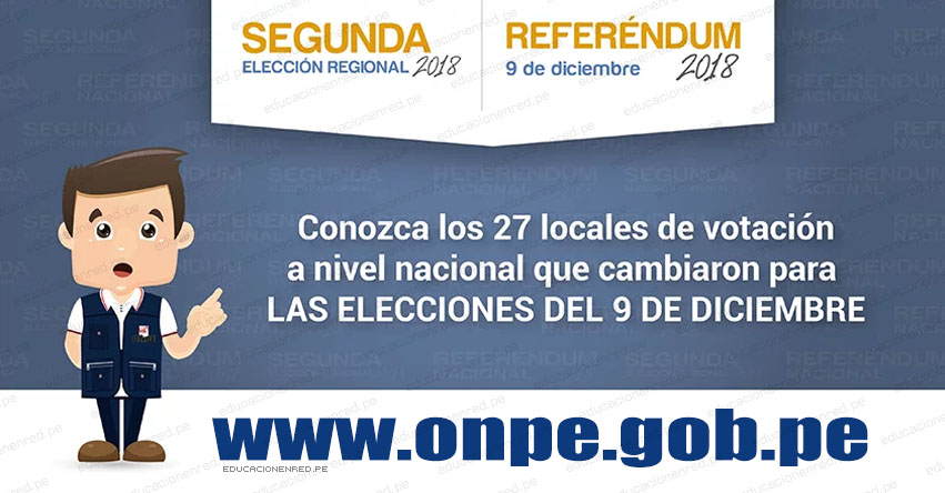 ONPE modificó 27 locales de votación a nivel nacional - www.onpe.gob.pe ONPE modificó 27 locales de votación a nivel nacional - www.onpe.gob.pe
