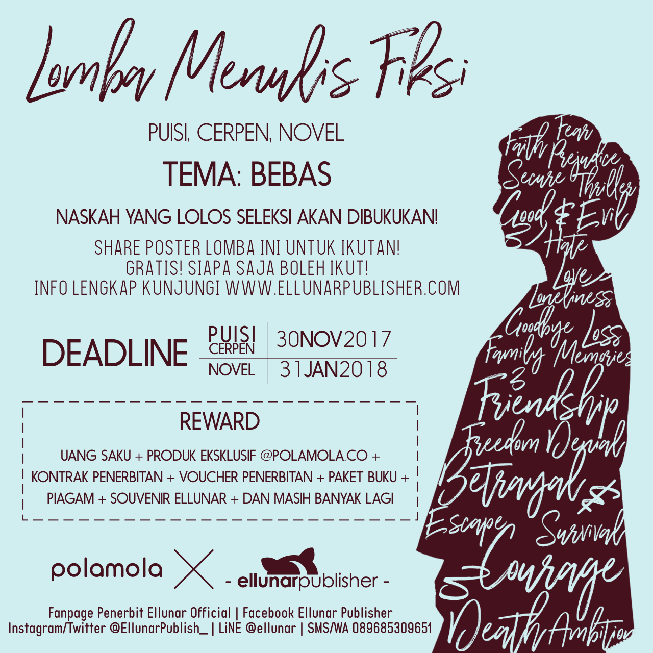 Info lomba 'Lomba Menulis Puisi, Cerpen, dan Novel