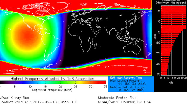 Mapa do blecaute de rádio - explosão solar - 10 de setembro de 2017 - mapa 2