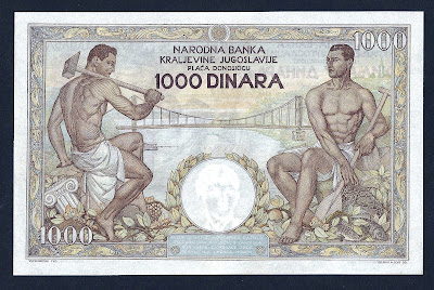 Yugoslavia banknotes 1000 Dinara currency money images