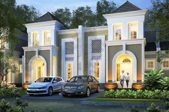 tampak depan rumah minimalis ukuran 7x15 meter 3 kamar tidur 2 lantai