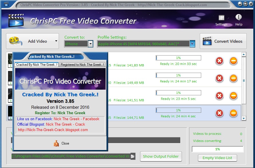 ChrisPC Video Converter v3.85 Pro Cracked By {Nick The Greek}