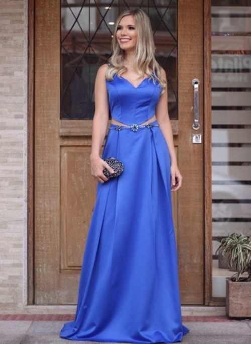 vestido de festa azul