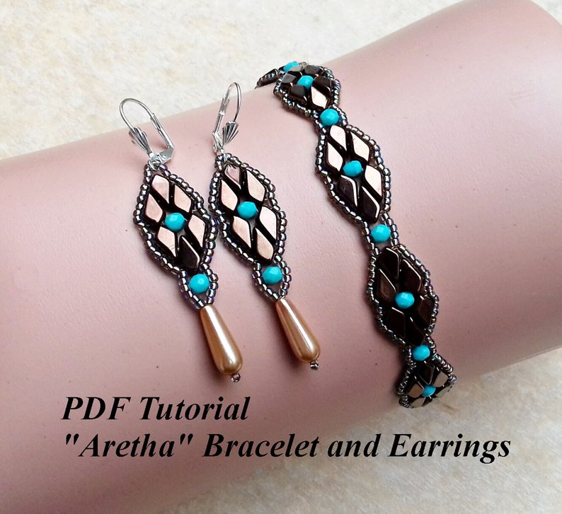 Bracelet /& pendant pattern ~ IrisDuo Helios par Puca bead tutorial Beading tutorial jewelry set Allegra SuperDuo Beaded jewelry tutorial