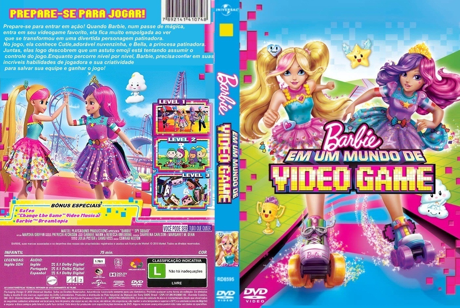 CAPAS DOS DVDS DA BARBIE Capa do Dvd Barbie Em Um Mundo de Video Game