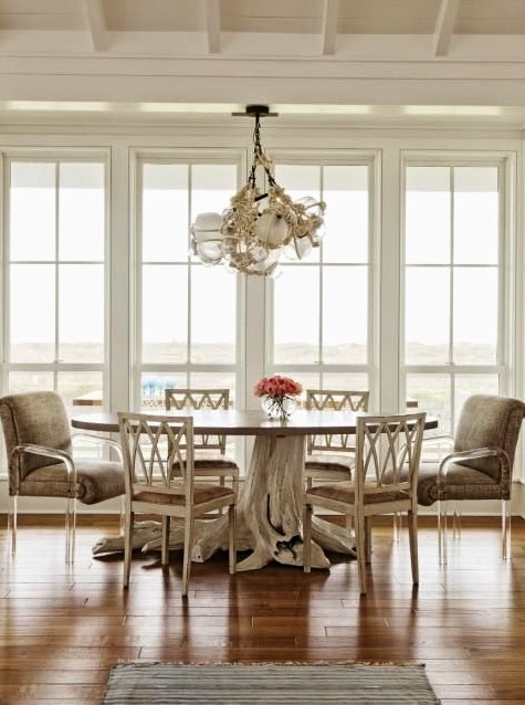 dining room table with tree stump