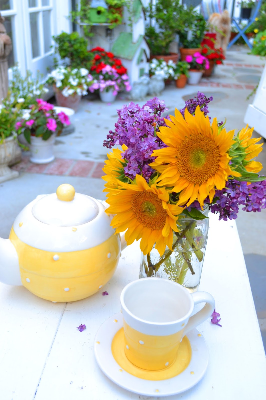 My Painted Garden Painting Lilacs and Sunflowers
