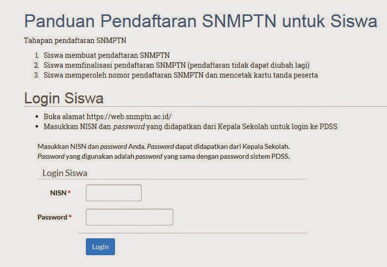 Pendaftaran Online SNMPTN 2017-2018 Pendaftaran Online SNMPTN 2017-2018