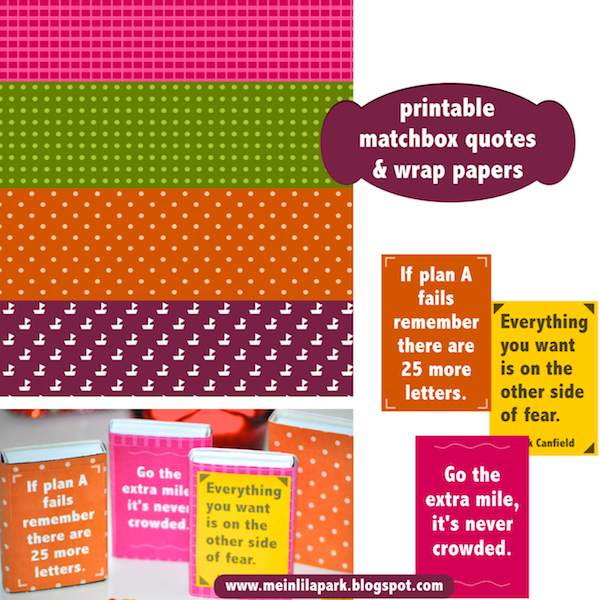 Free printable matchbox quotes and wrap papers ausdruckbare Geschenkpapiere freebie