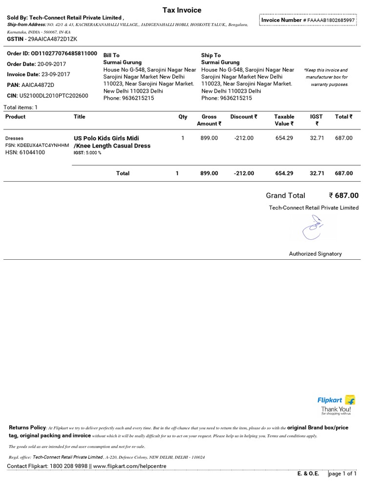 flipkart invoice Scribd india