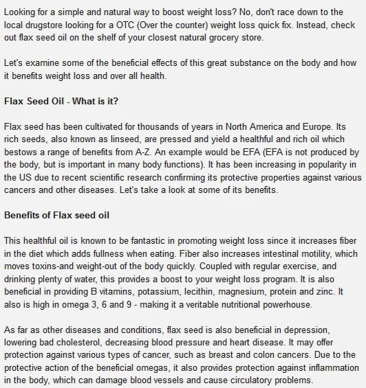 Quick Weight Loss Advices Jumpstart Weight Loss With Flax Seed Oil