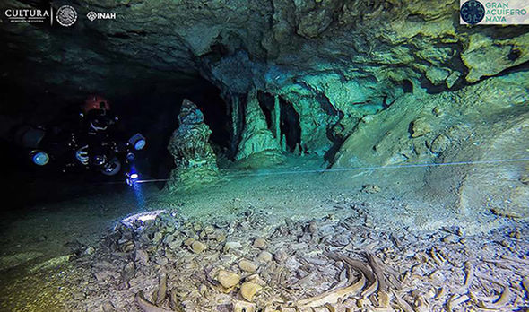 Underwater archaeologists studying the world's largest flooded cave system, discovered 9000-year-old human remains