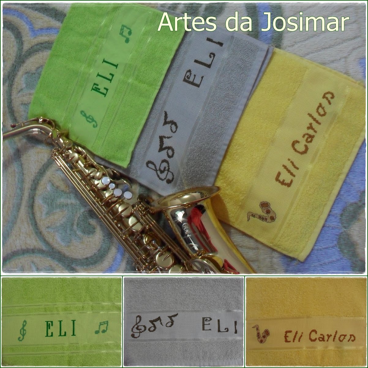 Saxofone Em Ponto Cruz Artes da Josimar: Flanela para Saxofone - Bordando Ponto Cruz!
