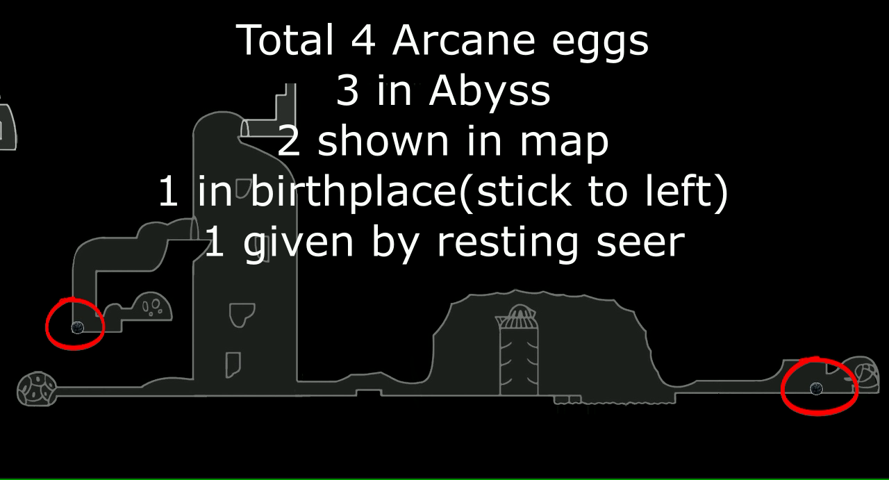 Arcane egg . Wanderer journal , hallownest seal , King Idol location