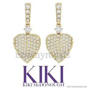 Kate Middleton - KIKI McDonough Lauren Yellow Gold Pave Diamond Leaf Earrings