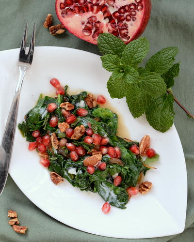 Red & Green Warm Spinach Salad, another simple, seasonal salad ♥ AVeggieVenture.com