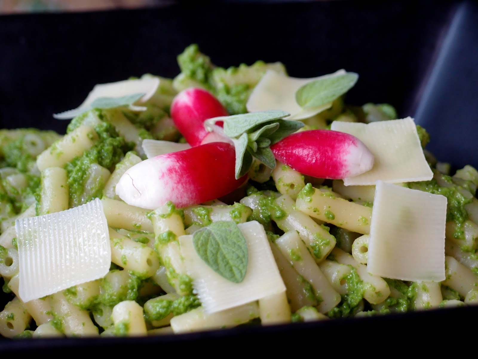 The VegHog Radish leaf pesto with macaroni