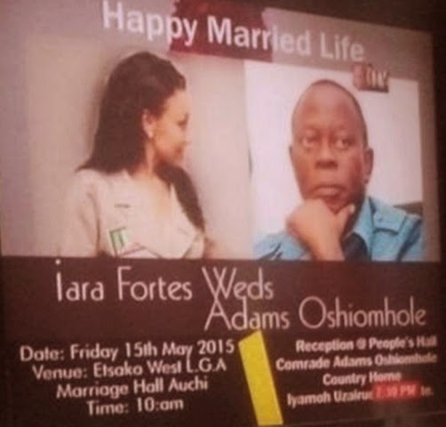 governor adams oshiomhole wedding invitation