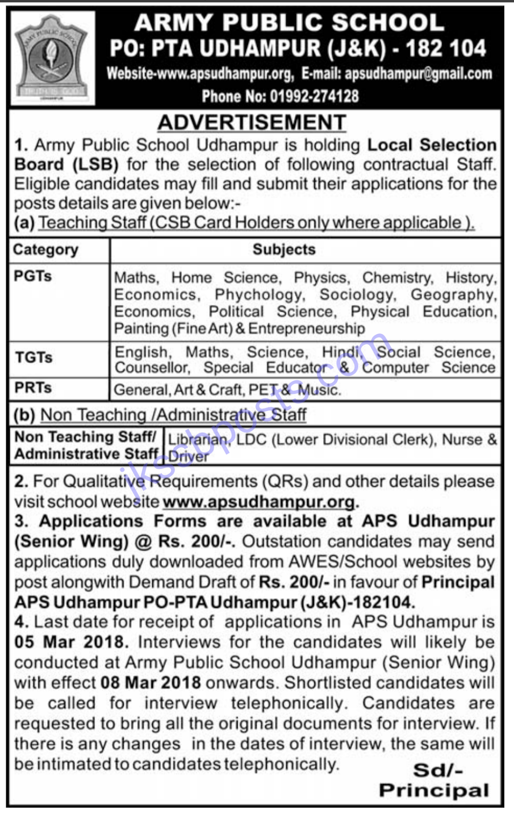 Jobs in Army Public School, Jammu Jobs in J&K Government Jobs Jobs