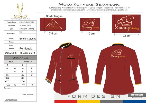  Model  Baju  Seragam  Restoran Emmy Catering Pontianak 