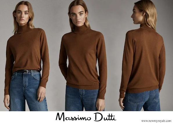 Meghan Markle wore Massimo Dutti Toffee Brown Plain Silk Wool Sweater