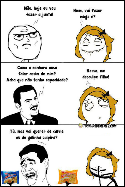 Mãe, hoje eu vou fazer a janta! tirinhas de memes