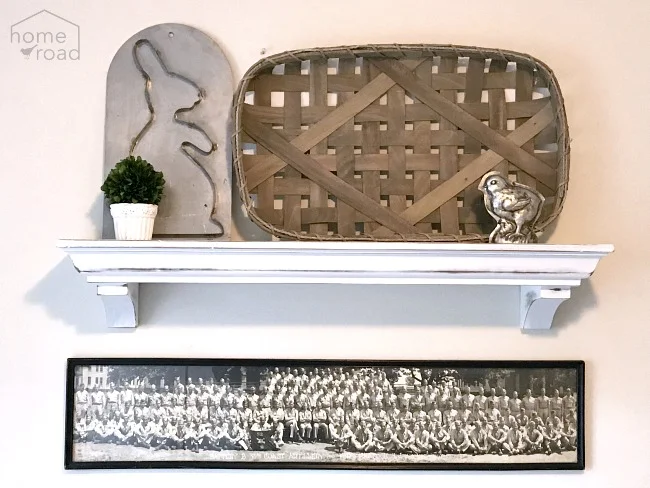 Farmhouse Styled Wall Mantel with tobacco basket