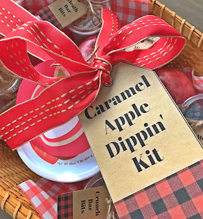 Package up apples, caramel and toppings to give as gifts.